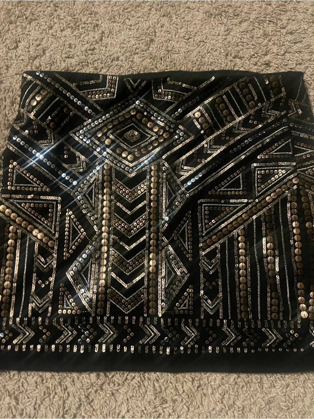 Express Black Sequin Embellished Mini Skirt